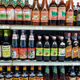 Shelves of fish sauce at an Asian supermarket